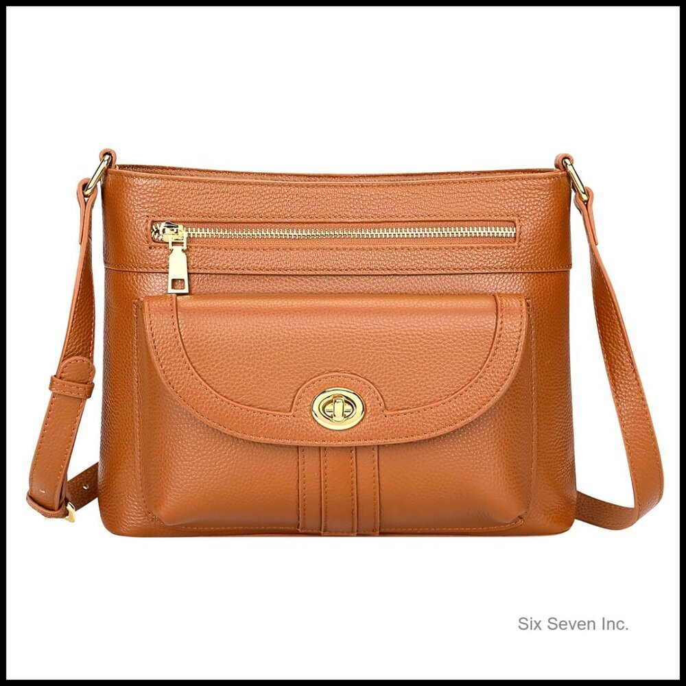 Genuine Leather Crossbody Bag Women's Soft Pebbled Messenger Purse Large